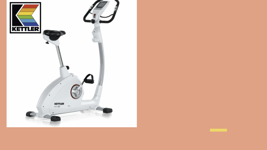 Ein Kettler-Heimtrainer aus den Achtzigern, freigestellt auf orangem Grund