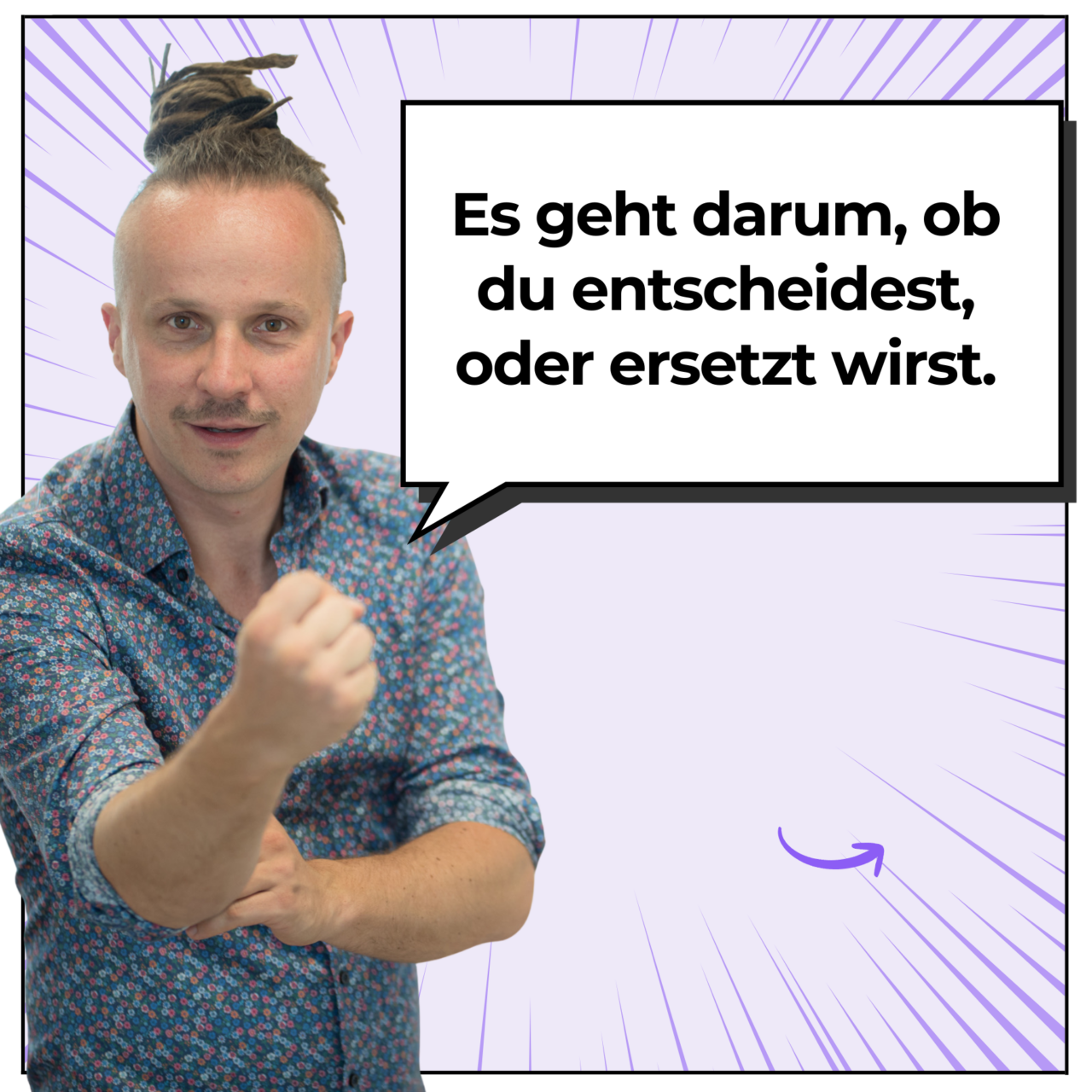 Sebastian Winkler mit der zentralen Botschaft: Es geht darum, ob du entscheidest oder ersetzt wirst