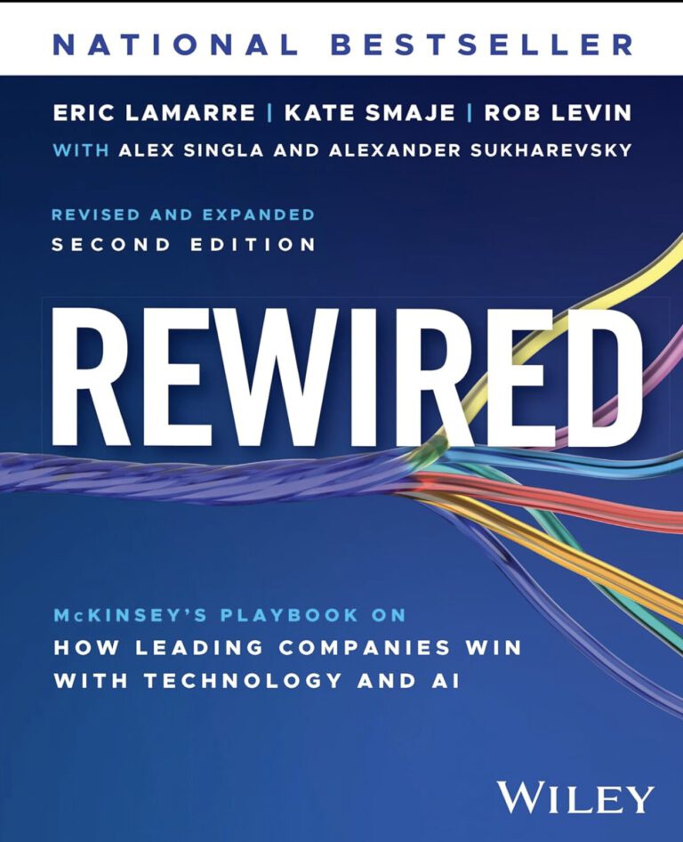Buchcover: Rewired von Eric Lamarre, Kate Smaje und Rob Levin, das McKinsey-Playbook zu Technologie und KI
