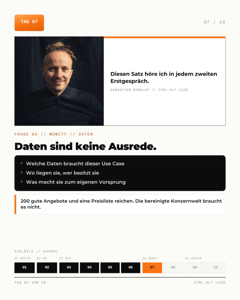 KI-Zielbild Karte 7: Daten. Vom Use Case zurück in die Daten.