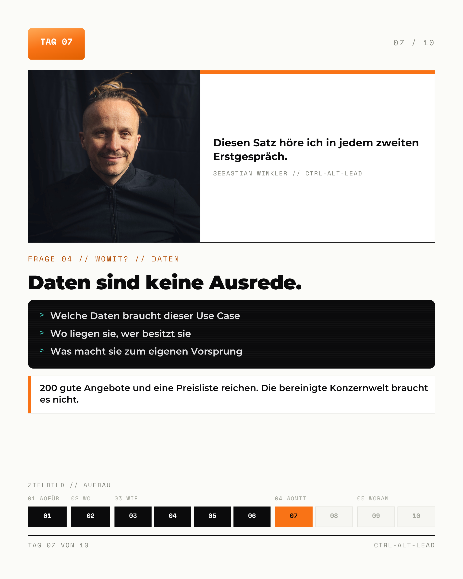 KI-Zielbild Karte 7: Daten. Vom Use Case zurück in die Daten.